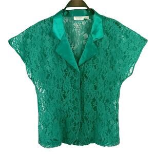 Vintage Victoria's Secret Gold Label Sheer Lace Button Down Shirt